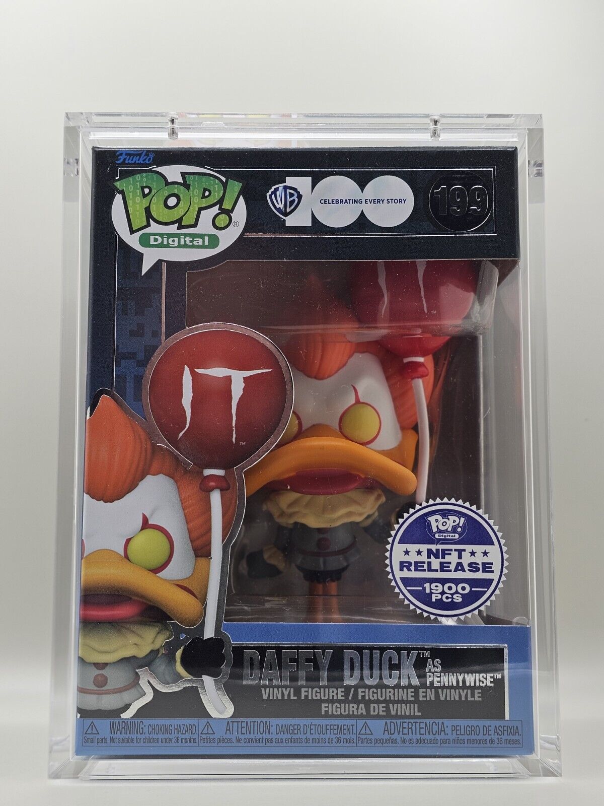 Funko Pop Digital #199 WB 100 Daffy Duck As Pennywise IT Royalty LE 1900 +Armor