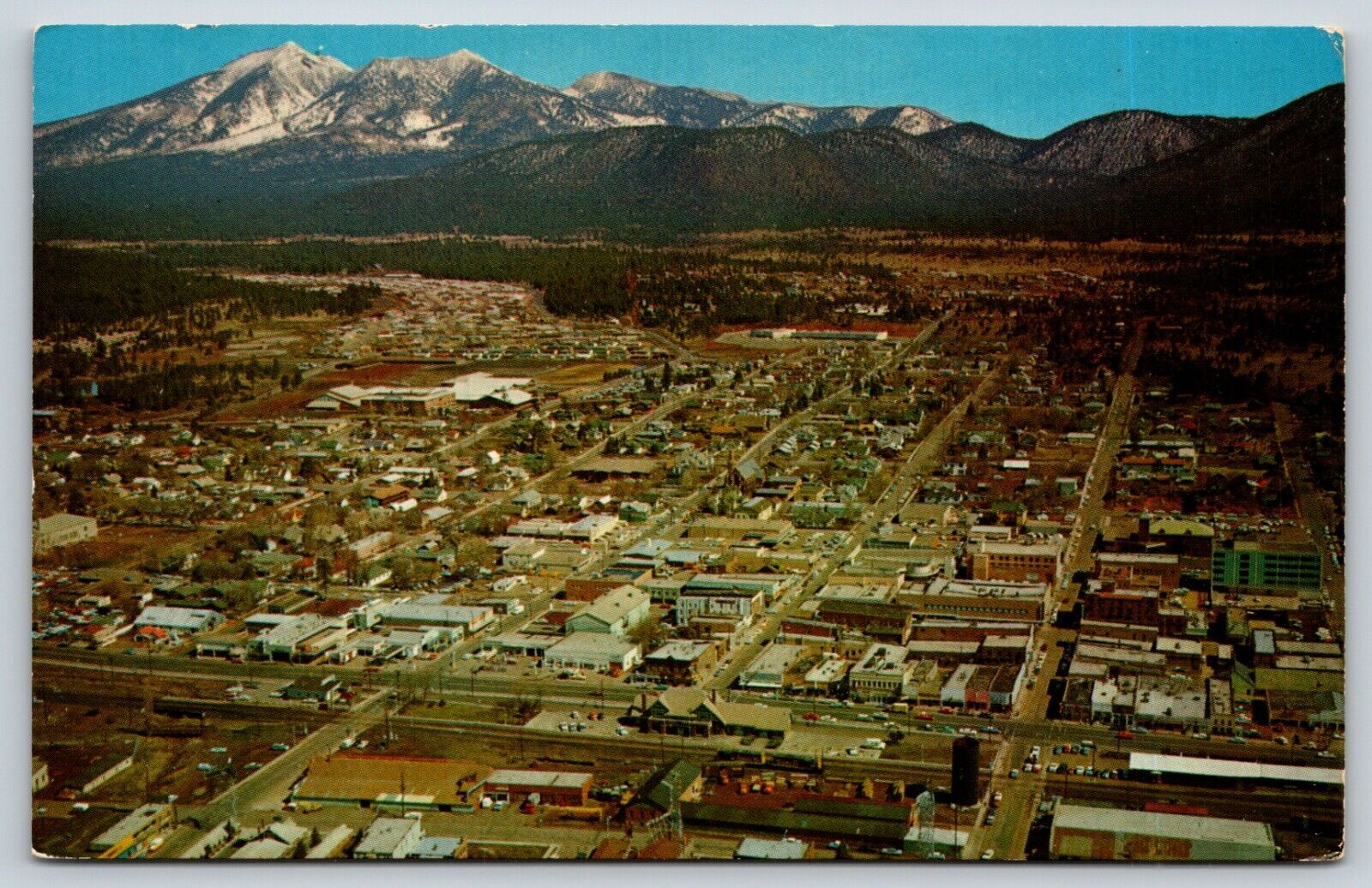 Vintage 1970 Postcard Aerial View of Flagstaff Arizona J2