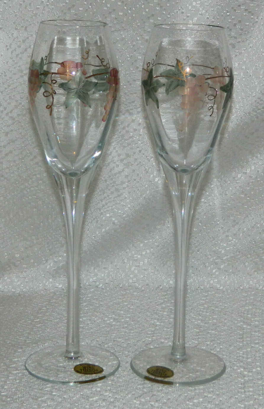 Wine Things Set of 2 Etched Glass Champagne Wine Flutes 8 oz Romania 10