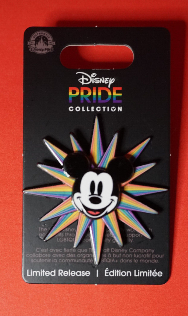 Disney Parks Rainbow Pride Mickey Mouse Spinner Pin 2024 Limited Release