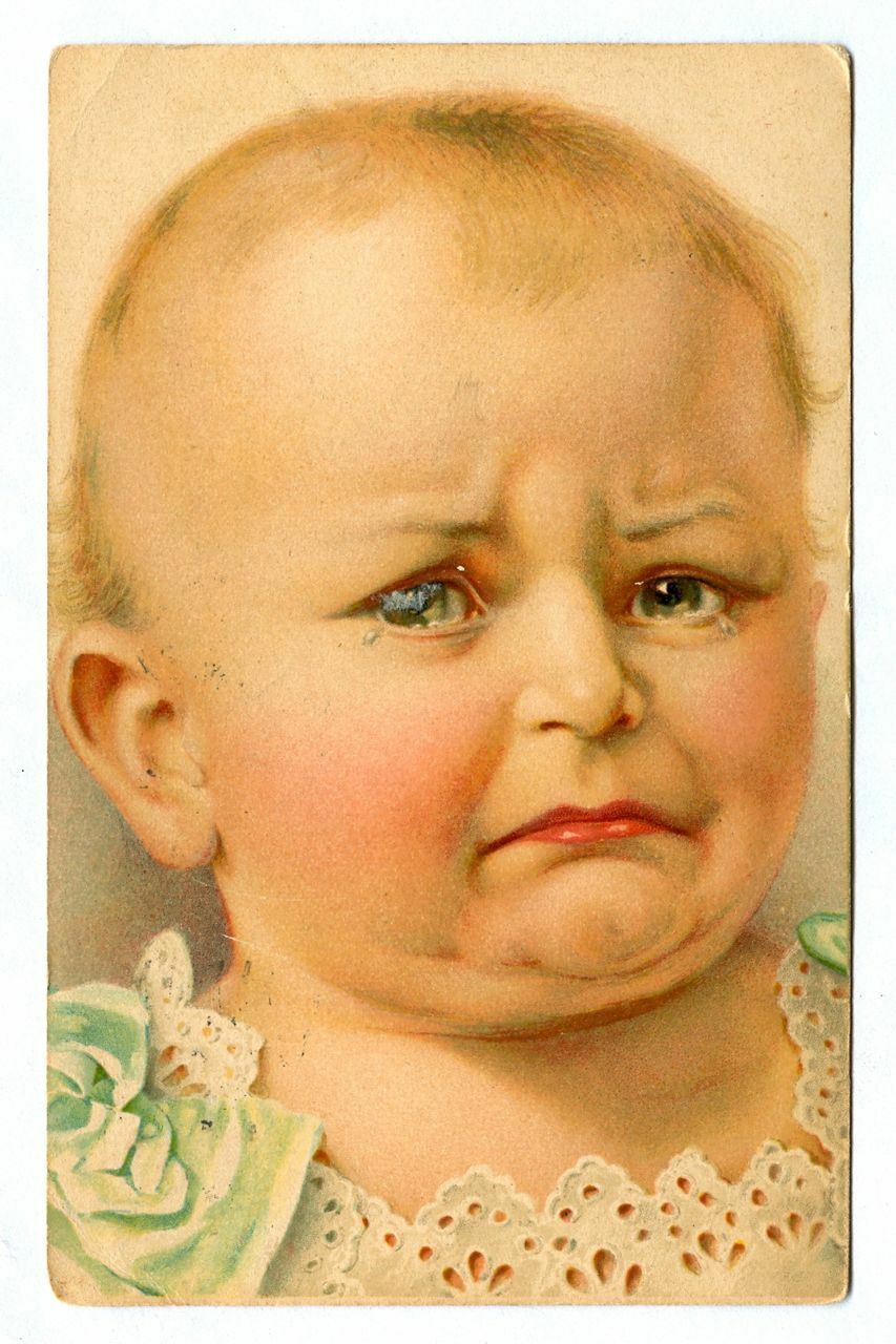 Antique 1910 TSN Sad Baby Girl Postcard Serie 573 (Printed in Germany)