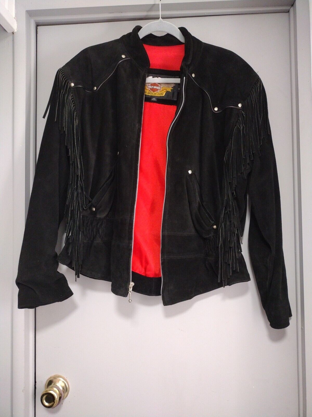Women\'s Harley Davidson Authentic Suede Fringes Jacket Size L Great  Condition 