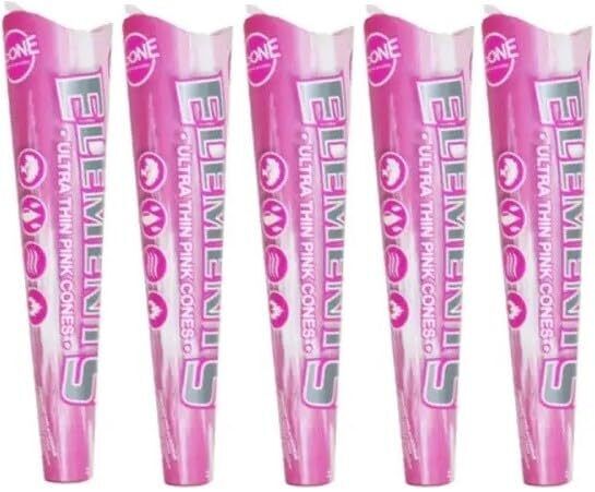 Elements Pink Cone 1 1/4 Size Pre-Rolled Cones (84mm) - 5 Pack - 30 Cones total