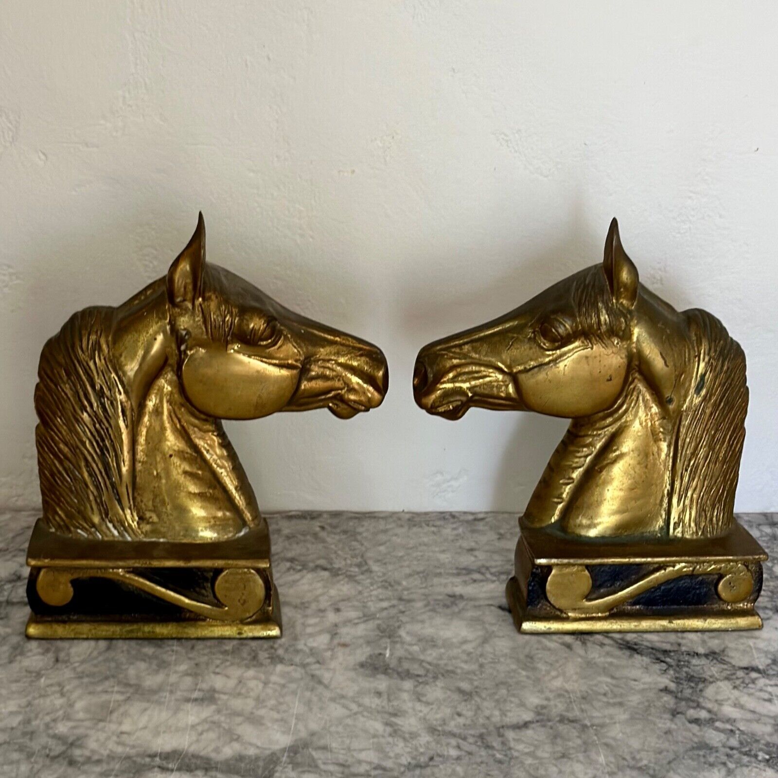 VA METALCRAFTERS 1954 Vintage Brass Horse Bookends \