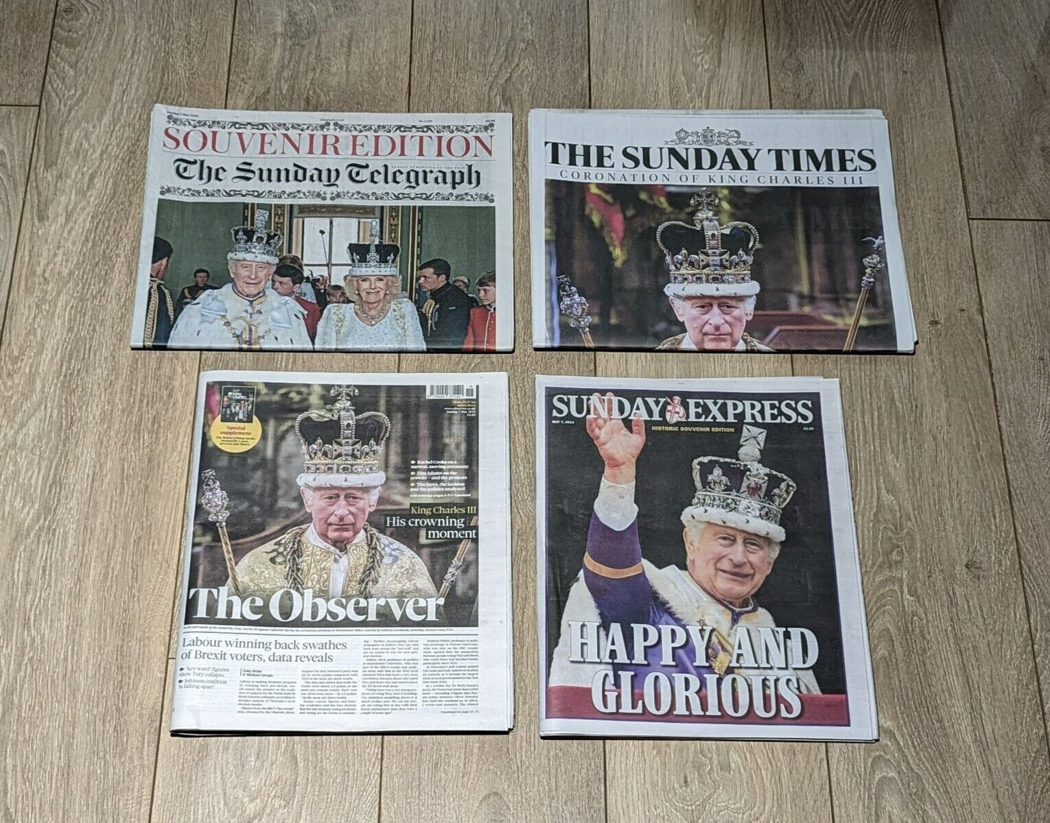 4x British Newspapers Royal Coronation of King Charles III 6th May 2023 Editions