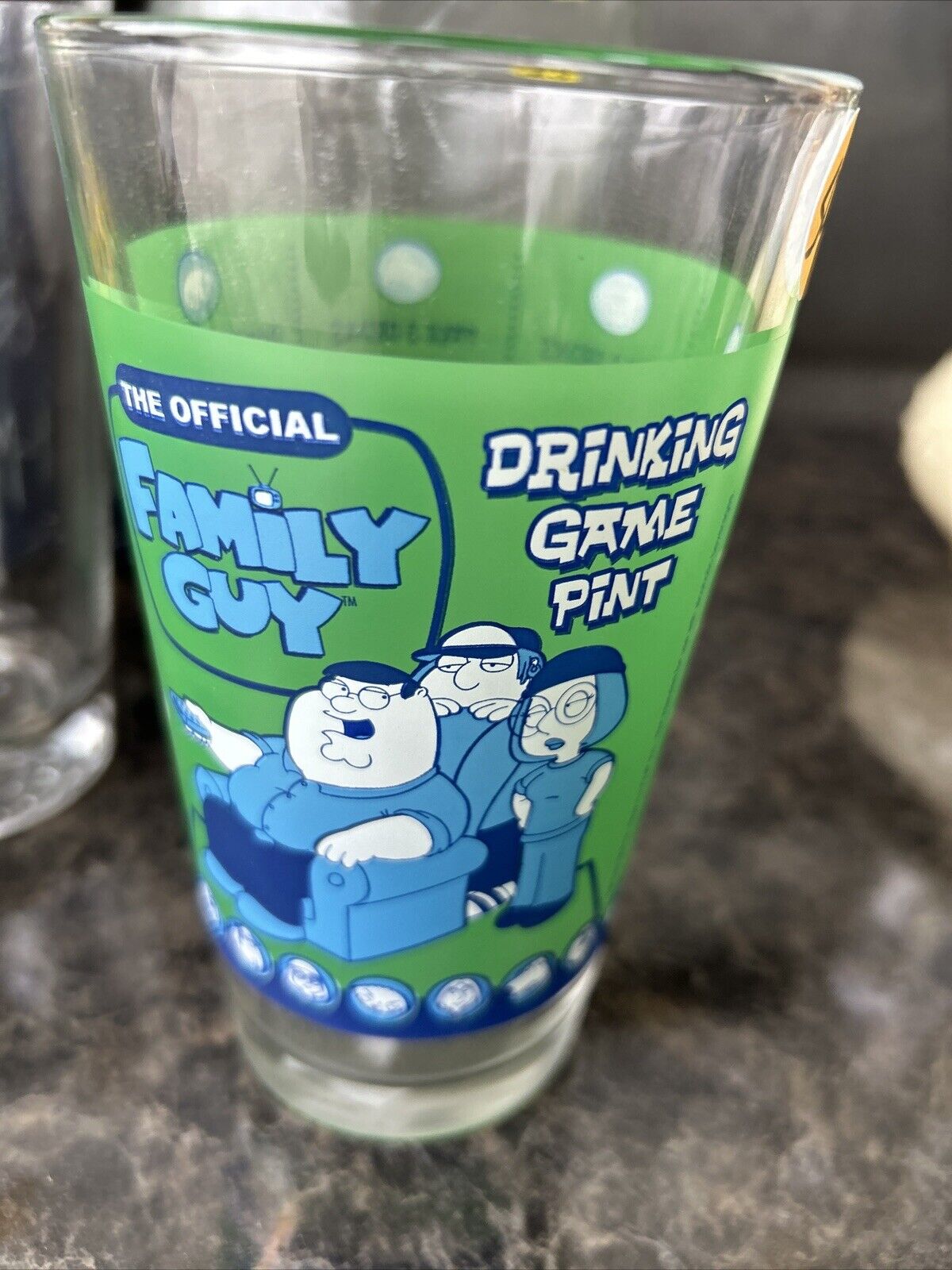 Official FAMILY GUY (2004) Drinking Game Pint Glass Collectible Barware
