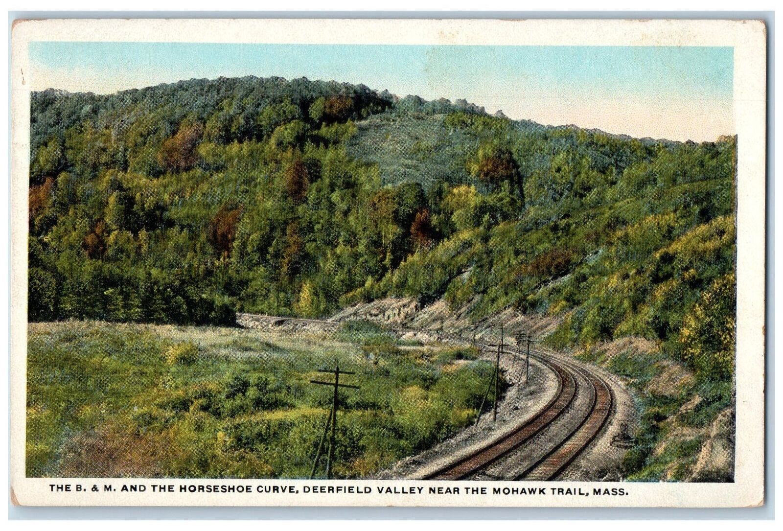 c1920s B&M Railroad Horseshoe Curve Deerfield Massachusetts MA Unposted Postcard