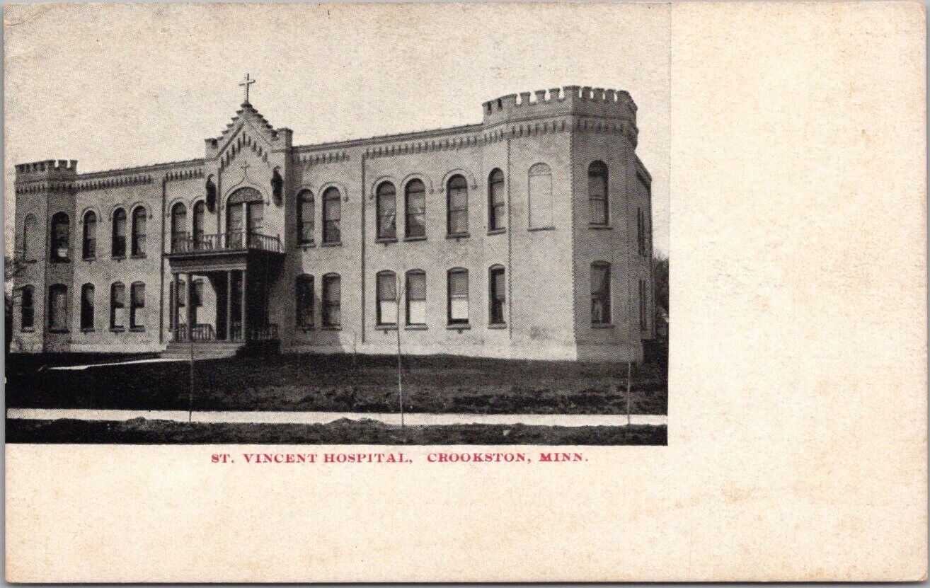 c1910s CROOKSTON, Minnesota Postcard ST. VINCENT HOSPITAL Building View / UNUSED