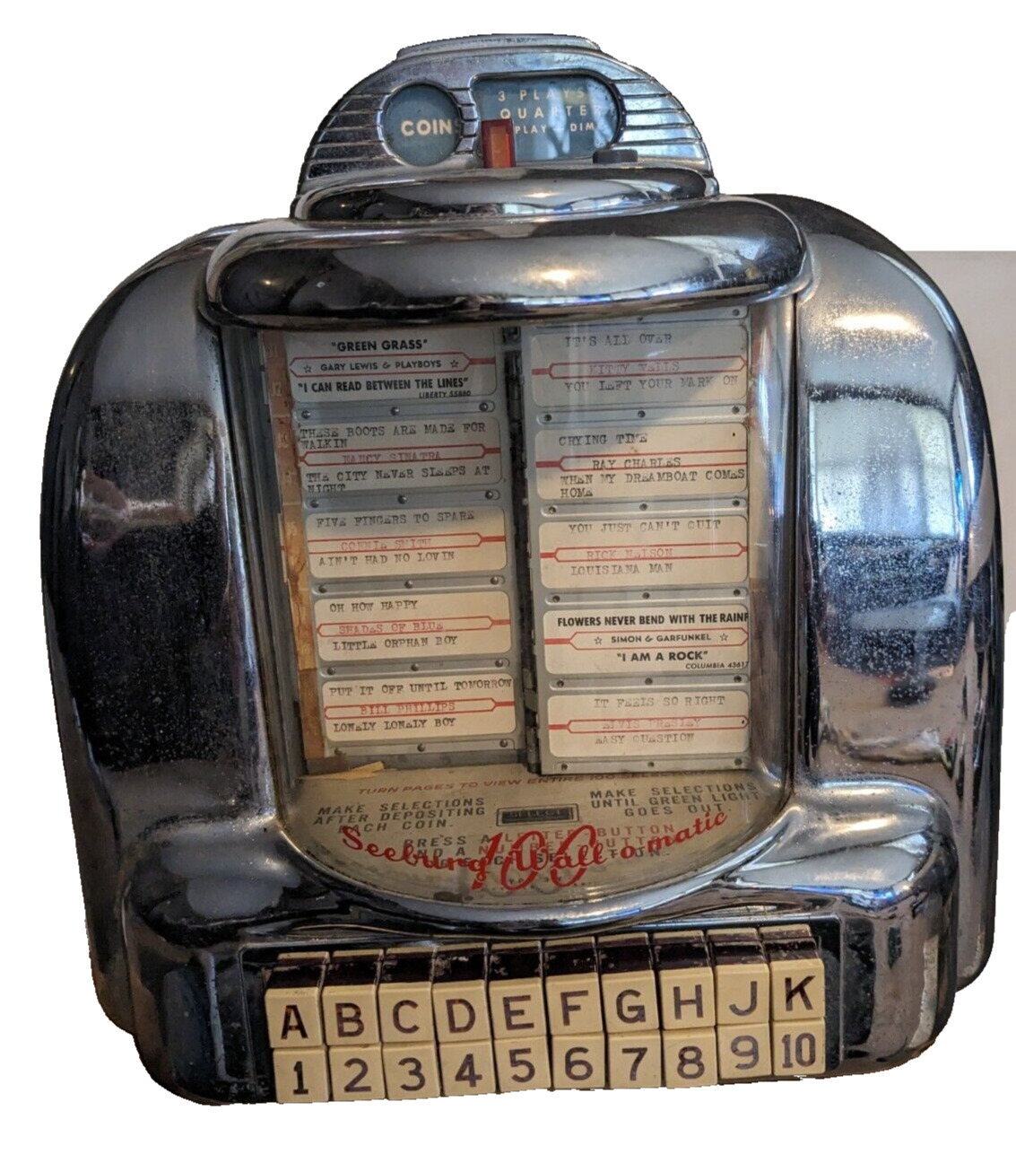 Vintage Seeburg Wall-O-Matic Coin Op Juke Box Music Selector