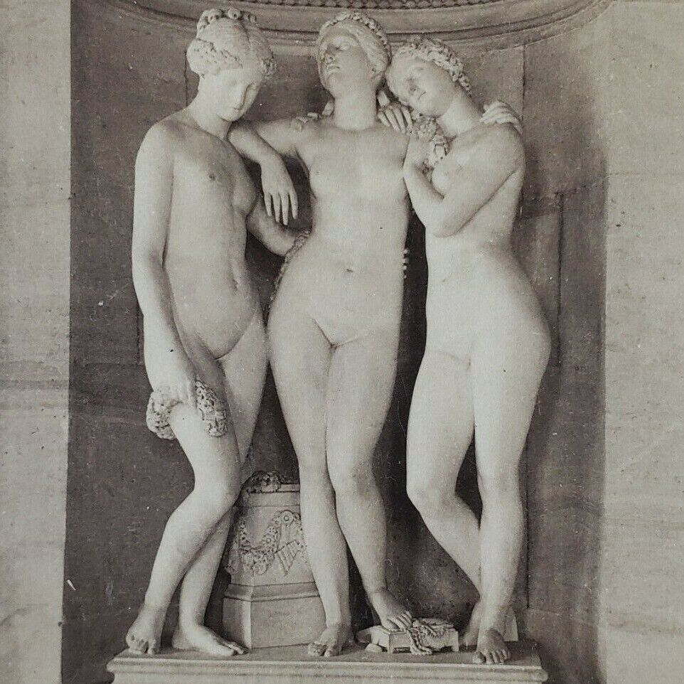 France Versailles Palace Three Graces Statue Daughters of Zeus Stereoview A225