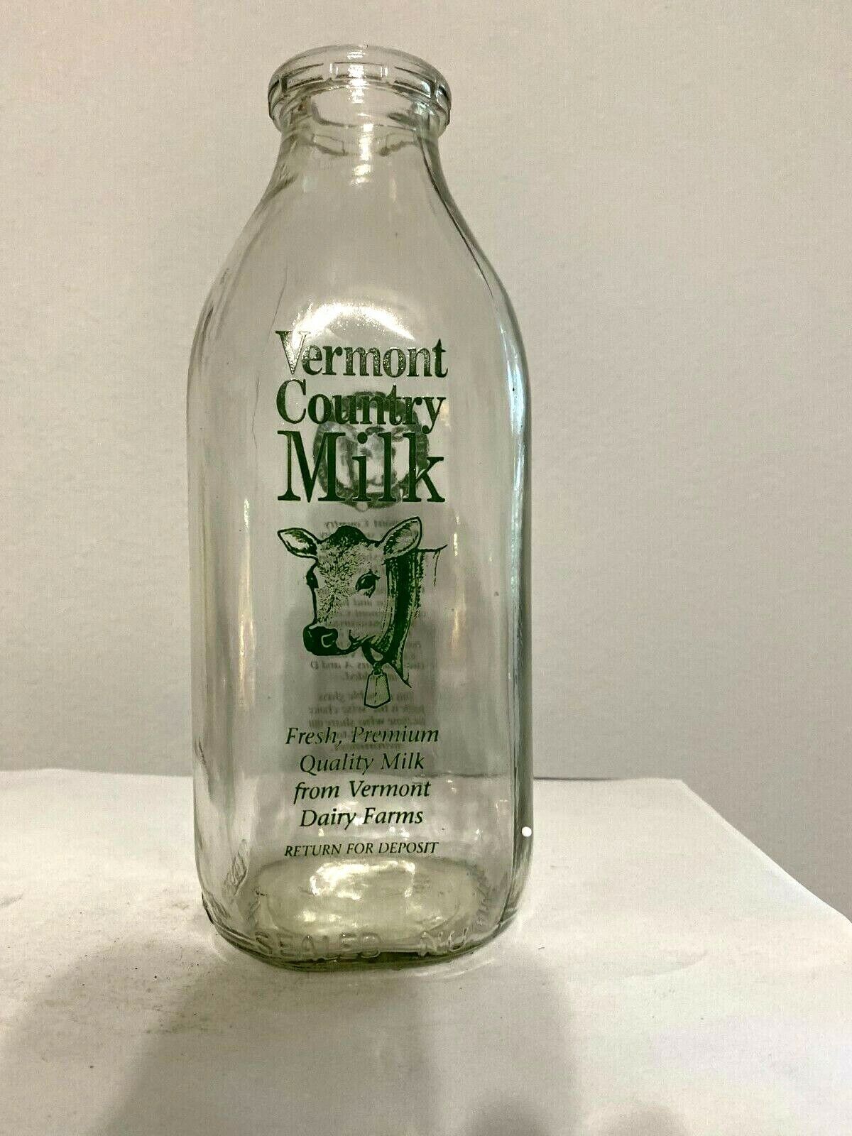 Vintage Square  Quart Milk Bottle -  Vermont Country Milk