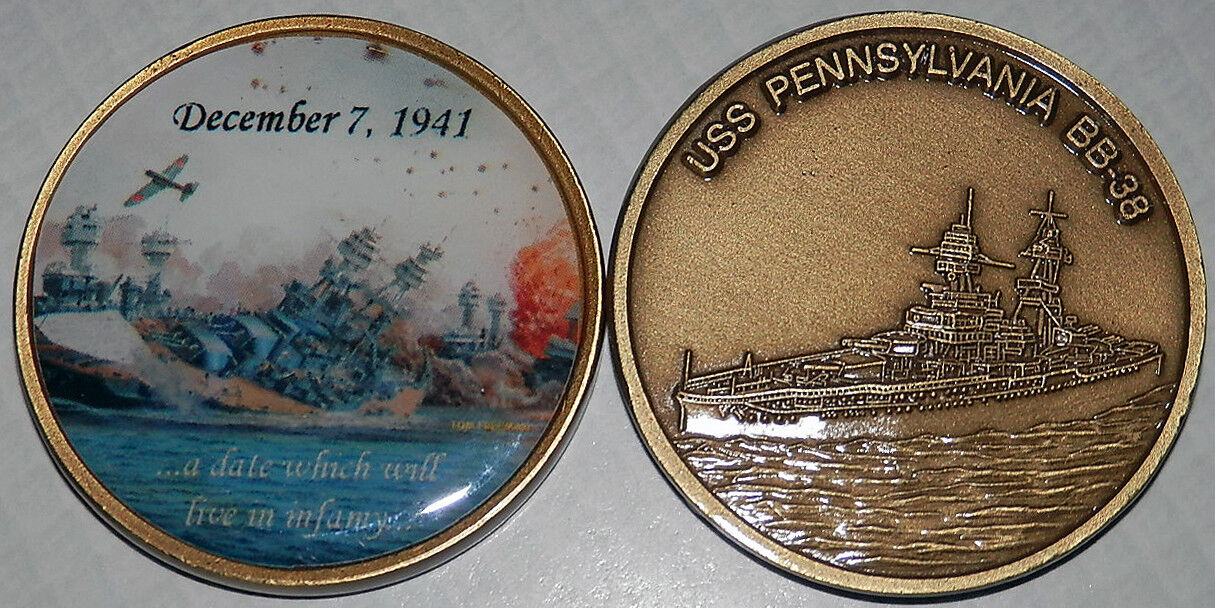 NAVY USS PENNSYLVANIA  BB-38 DAY OF INFAMY PEARL HARBOR CHALLENGE COIN