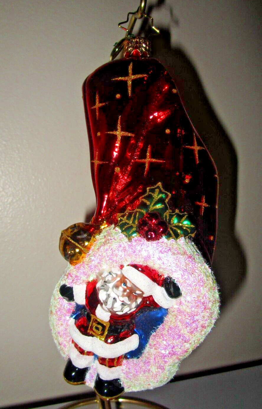 Christopher Radko Santa Claus Inside Sack Bag Stocking Christmas Ornament Mint