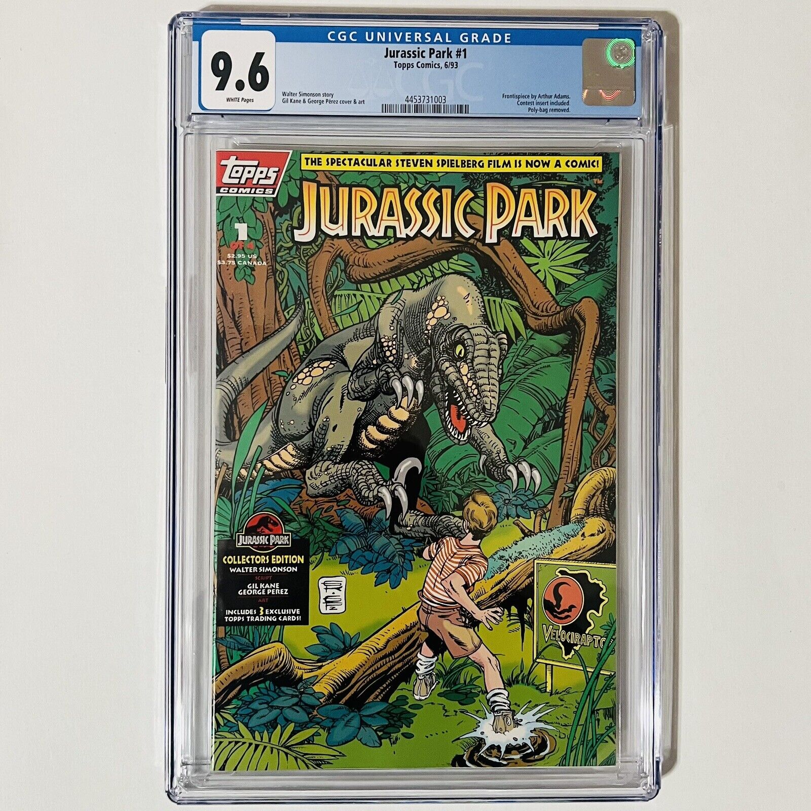 Jurassic Park 1 CGC 9.6 Topps Comics 1993 With Original Cards