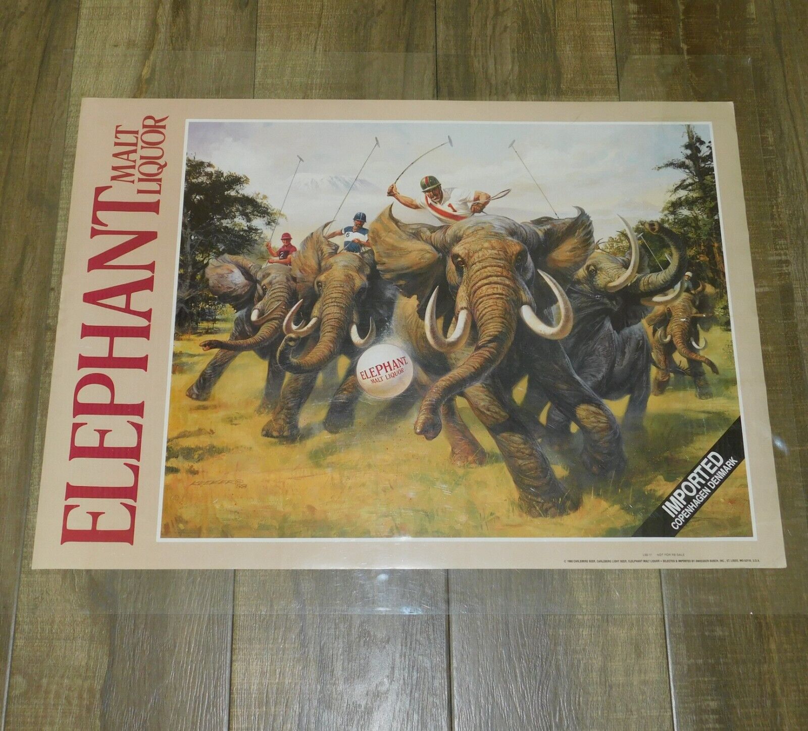 Vintage Rare 1988 Carlsberg Beer Imported ELEPHANT MALT LIQUOR Beer Poster 28x20
