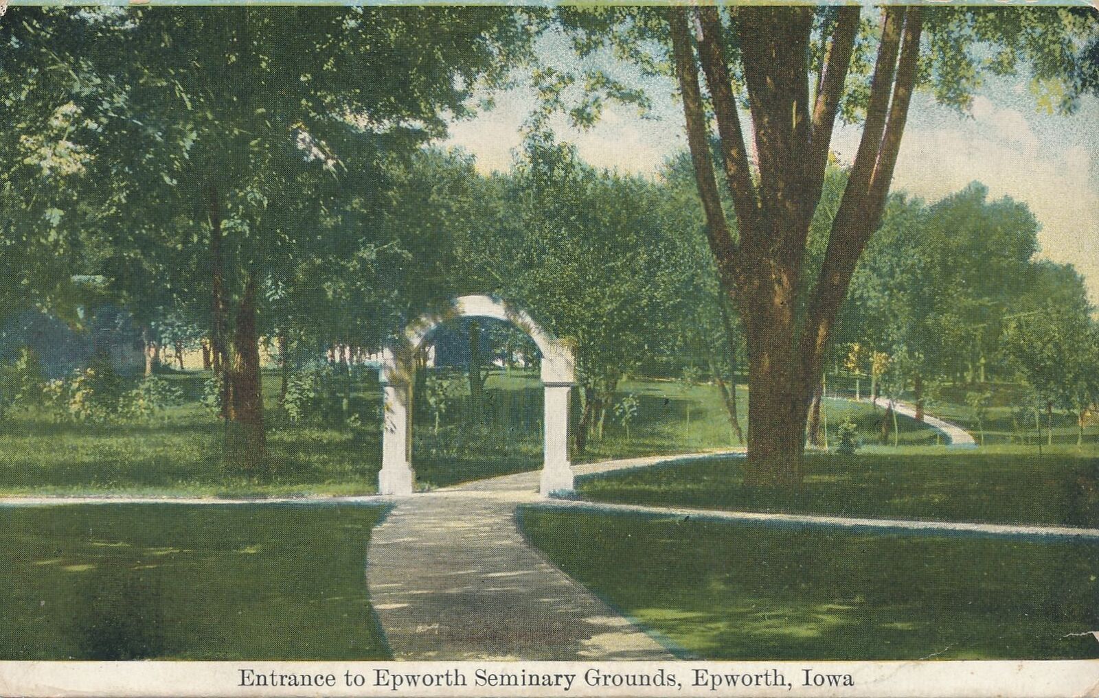 EPWORTH IA - Epworth Seminary Grounds Entrance Postcard