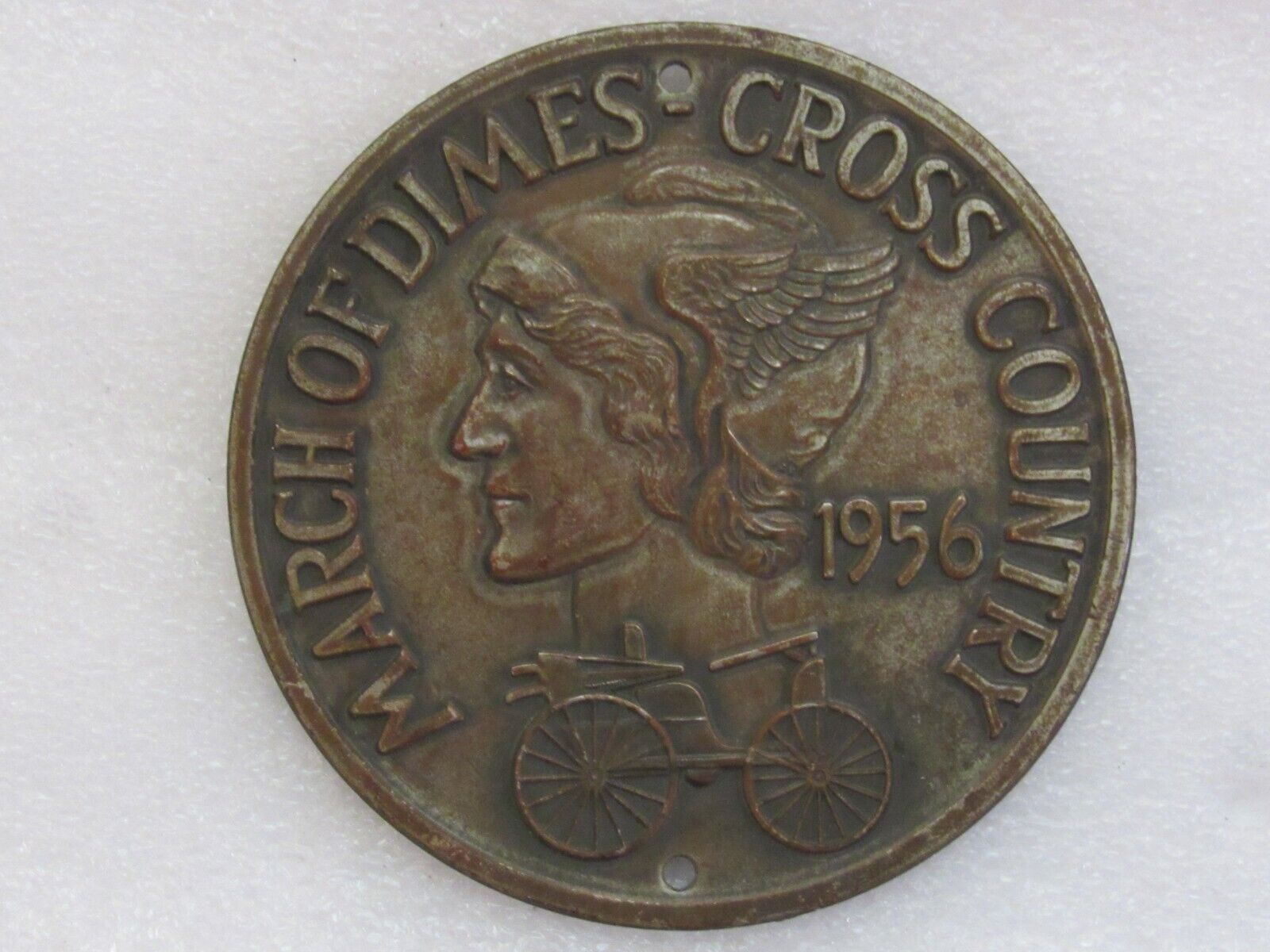 Vintage Antique March of Dimes 1956 Cross Country Medallion (Fighting Polio)