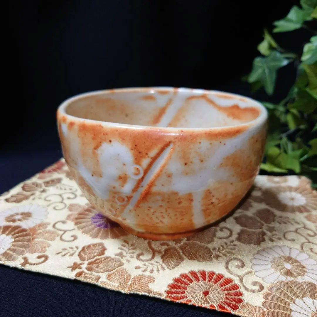 Japaense Shino ware, Benishino, made by Shoen, tea bowl, matcha bowl Excellent r