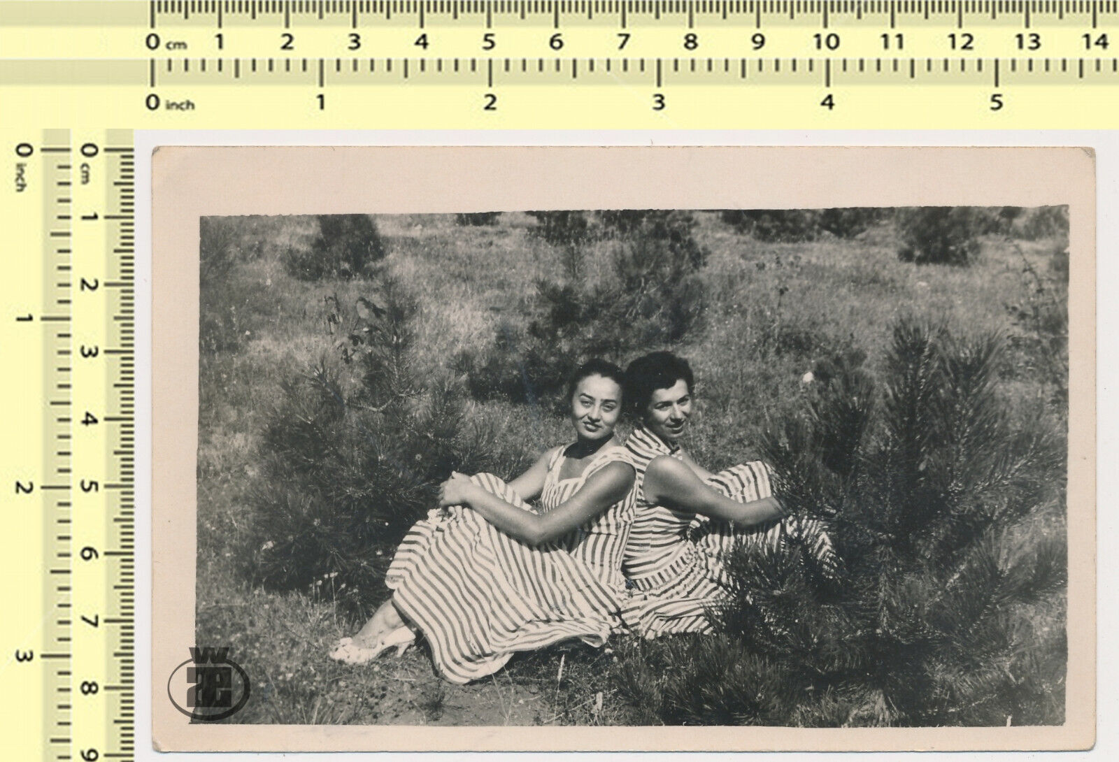 159 Two Women Back to Back Ladies Closeness Females vintage photo old original