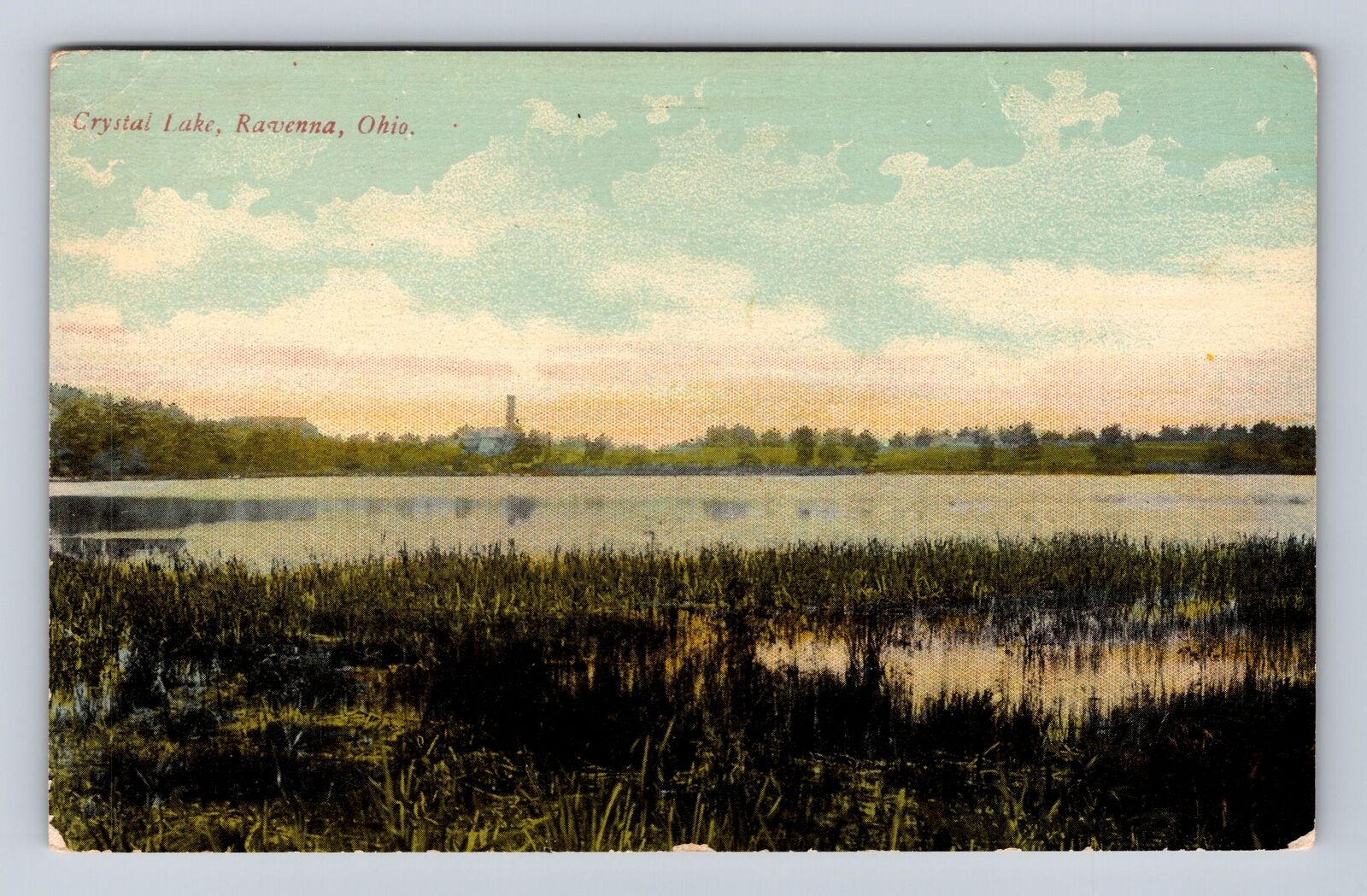 Ravenna OH-Ohio, Crystal Lake, Aerial, Antique, Vintage Souvenir Postcard