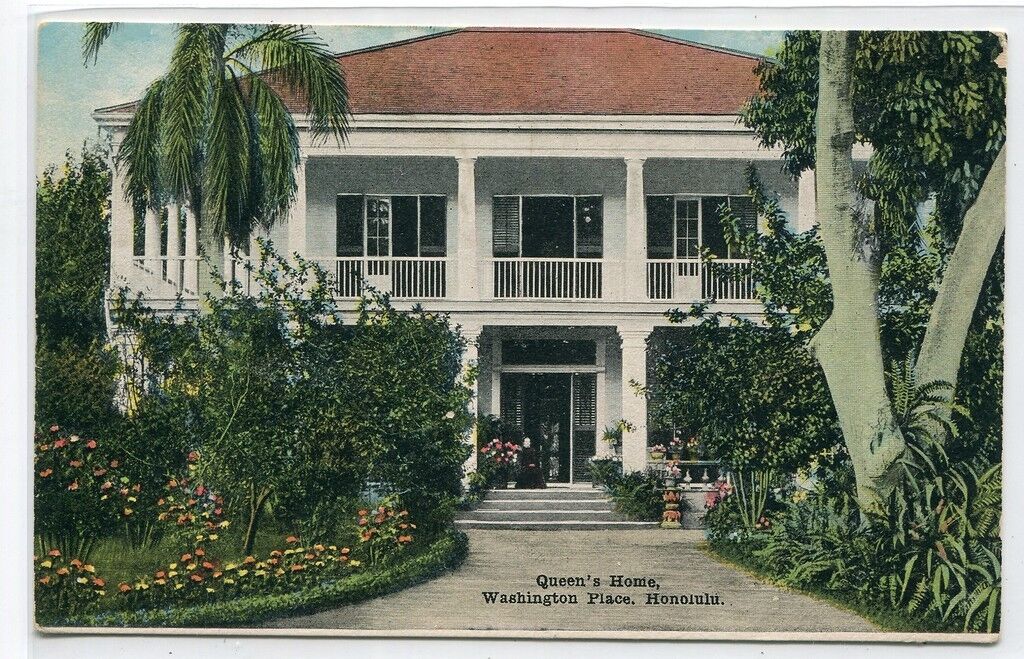 Queen\'s Home Washington Place Honolulu Hawaii 1910c postcard