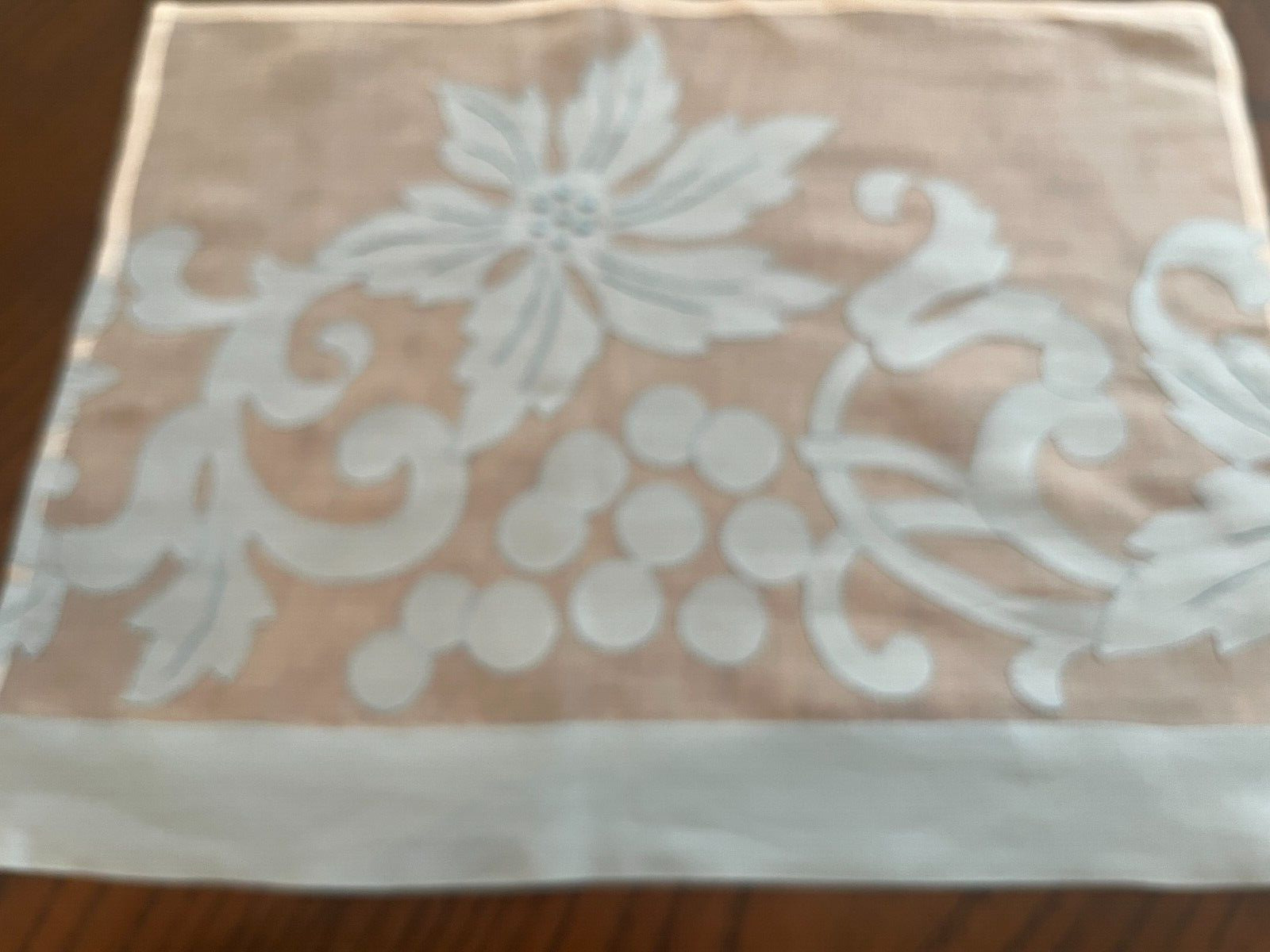 VTG MADEIRA PORTUGAL Hand Embroidery Applique Organdy  6 - Placemats  Light Blue