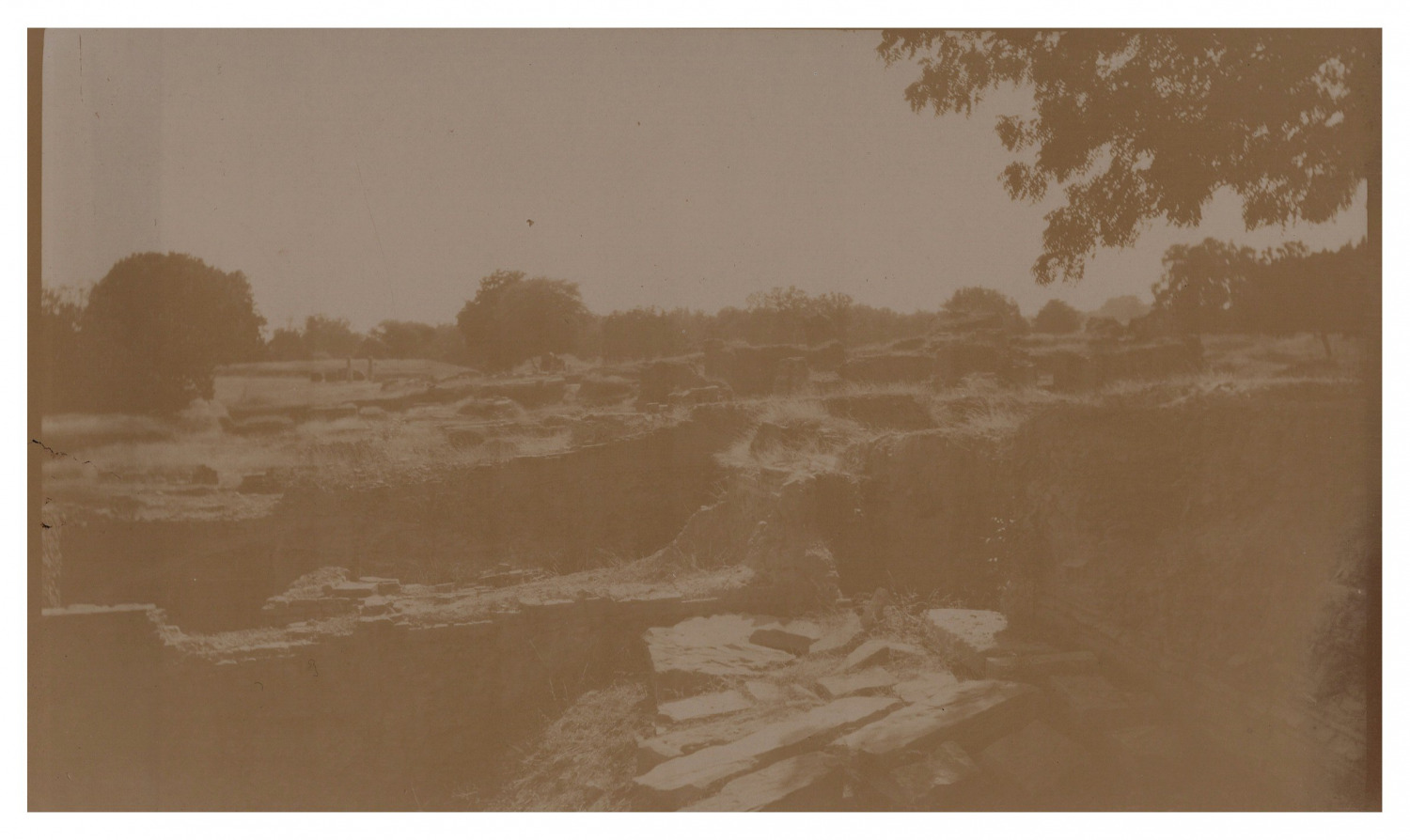 India, Sarnath, Buddhist Monasteries Ruins Vintage Print, Print