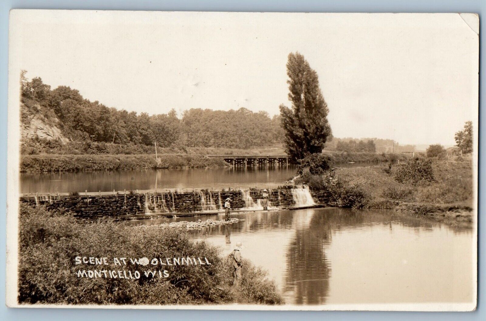 Monticello Wisconsin WI Postcard RPPC Photo Scene At Woolen Mill 1914 Antique