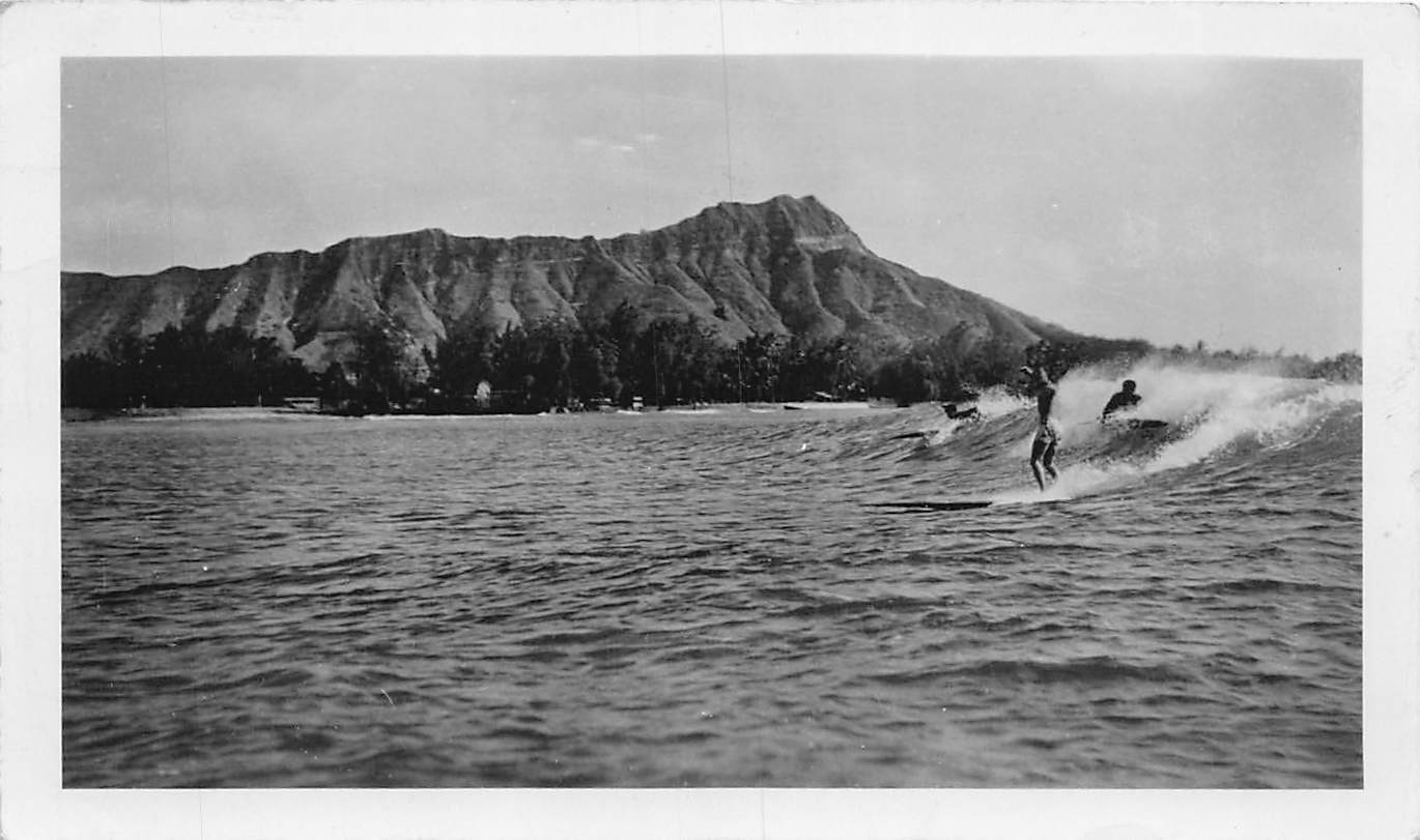 J76/ Honolulu Hawaii Non-Postcard c1940s Photograph Surfer Waikiki 3