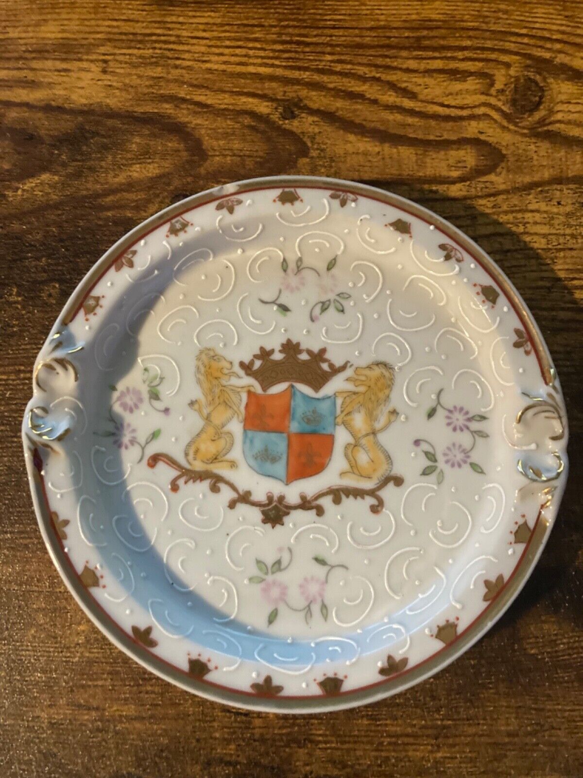 Antique 19th Century Edme Samson French Porcelain armorial Tray - Coat of Arms