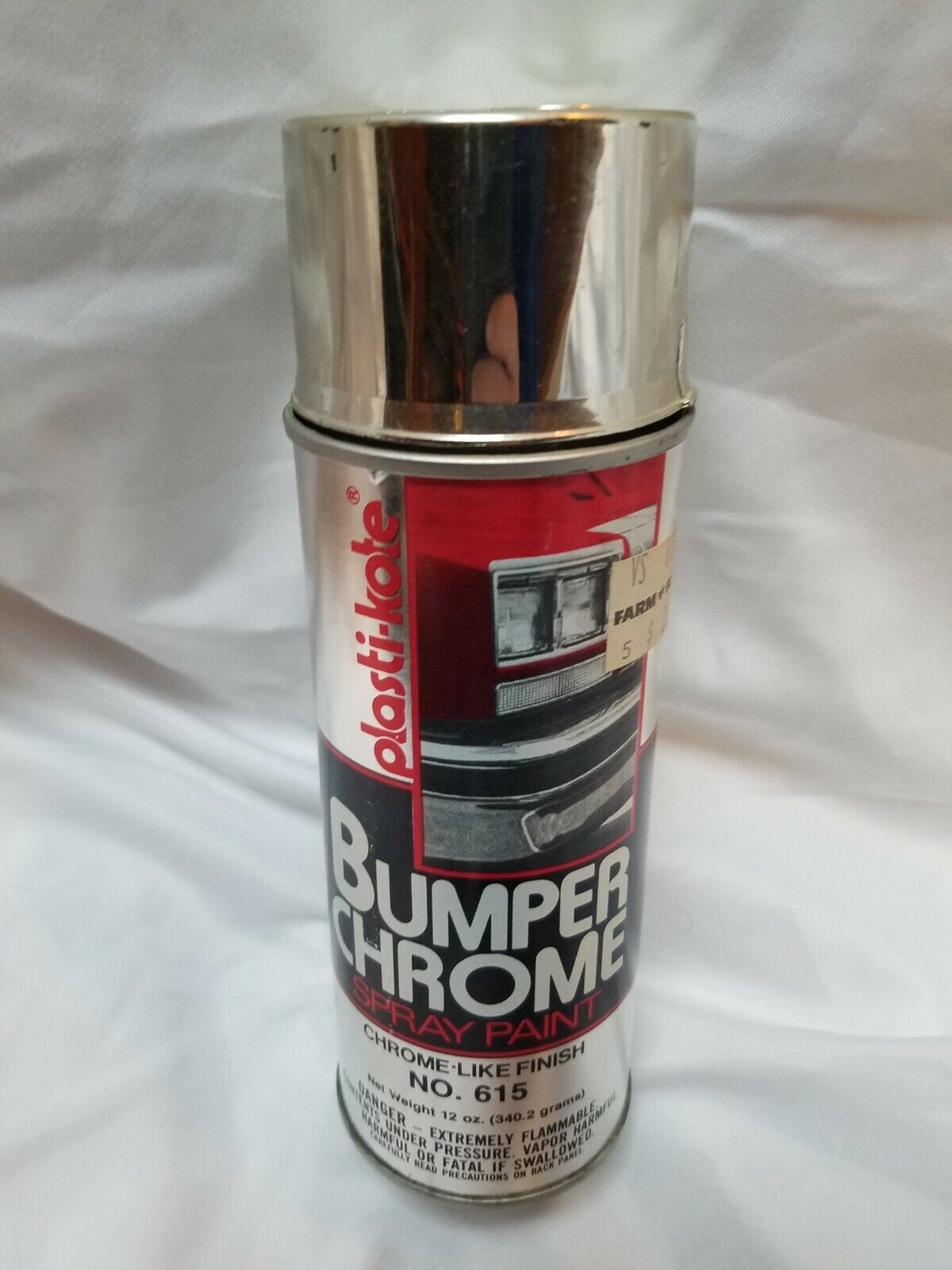 Vintage Plasti-Kote Bumper Chrome 615 Spray Paint Can Chromelike Finish 12oz NOS