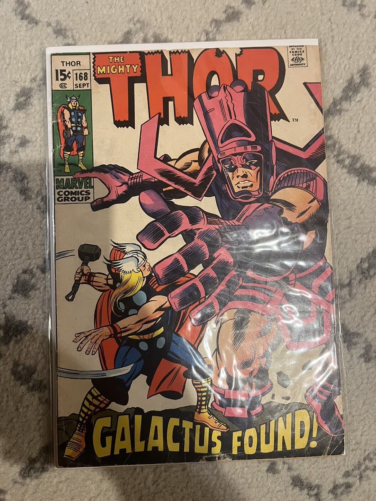 Mighty Thor #168, VG 4.0, 1969 Marvel Comics  Jack Kirby Art - Galactus Origin