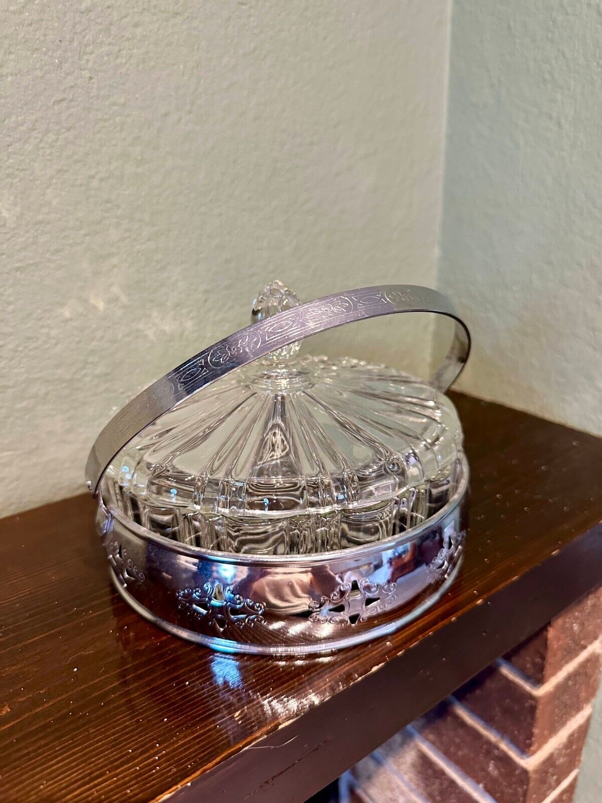 Glass Trinket Dish with Silver Holder