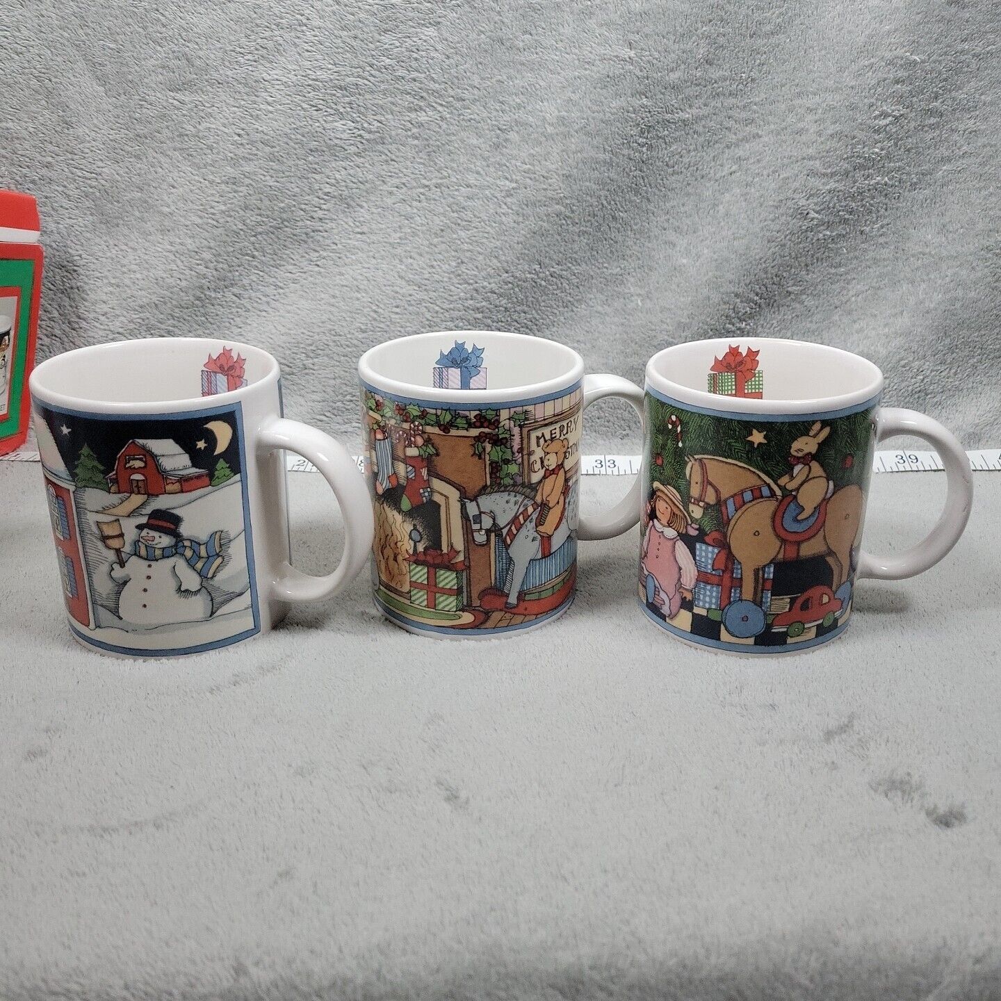 Set of THREE Assorted Susan Winget Christmas Holidays Cups Mugs (ONE MISSING)