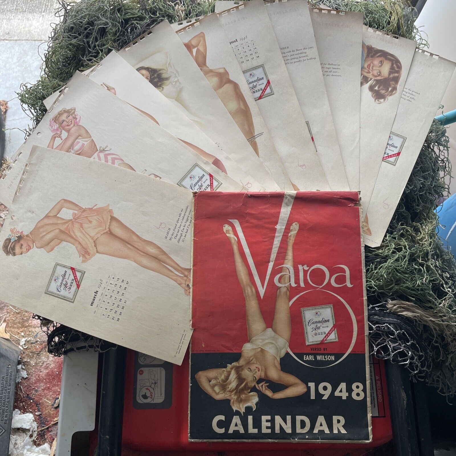 Alberto Vargas 1948 Esquire Magazine Pin Up Calendar w/ Envelope INCOMPLETE