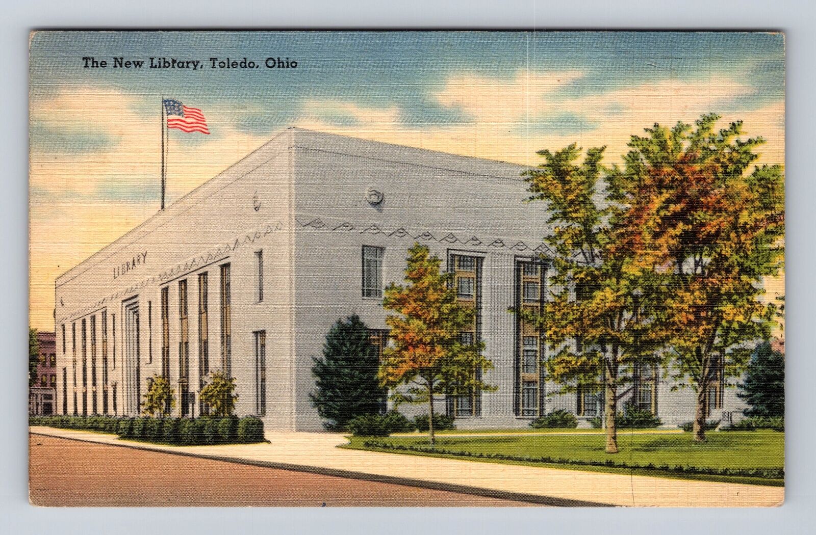 Toledo OH-Ohio, The New Library, Antique, Vintage Card Souvenir c1944 Postcard