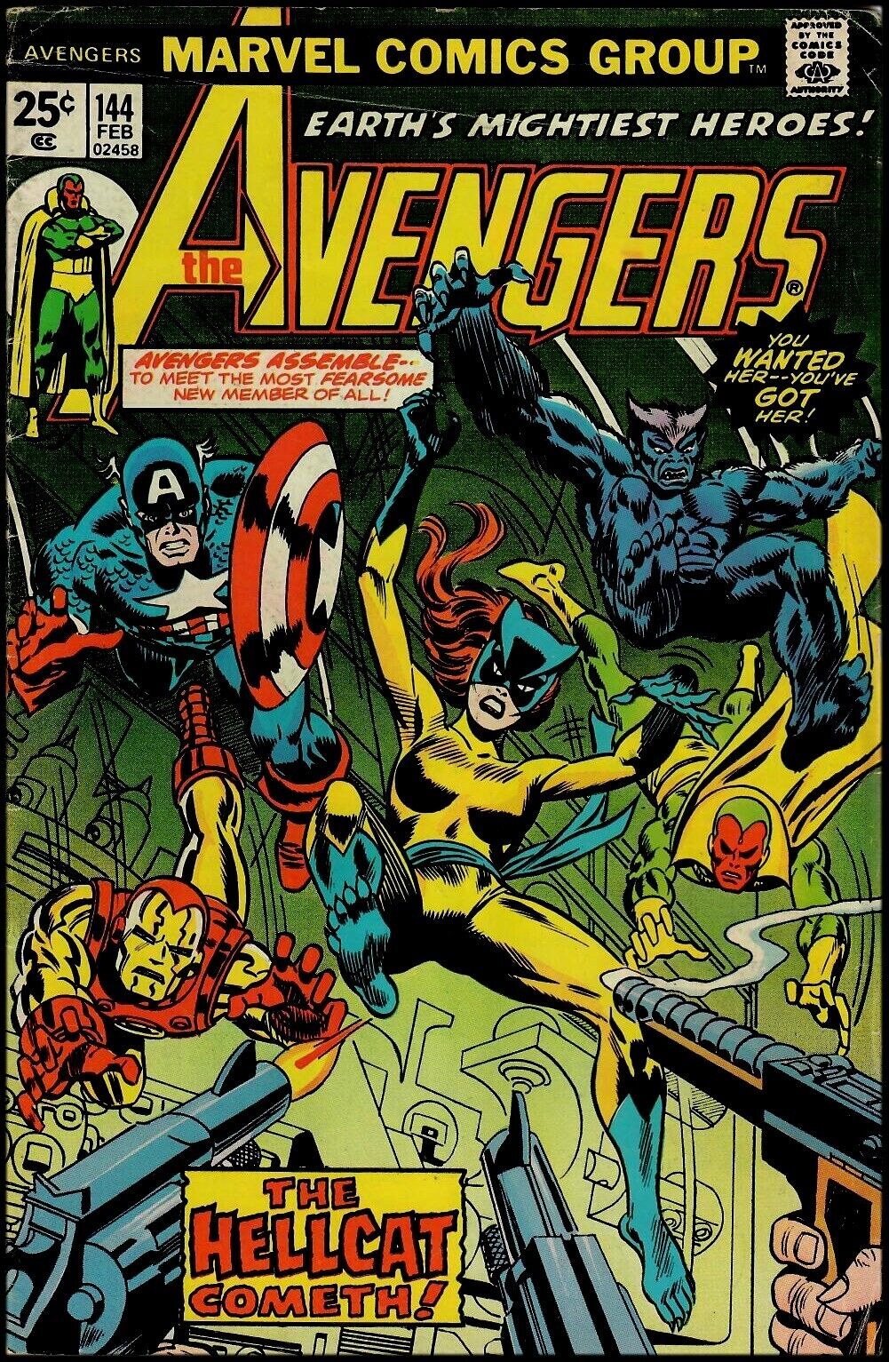 Avengers (1963 series) #144 '1st Hellcat' GD+ Condition • Marvel Comics • 1976