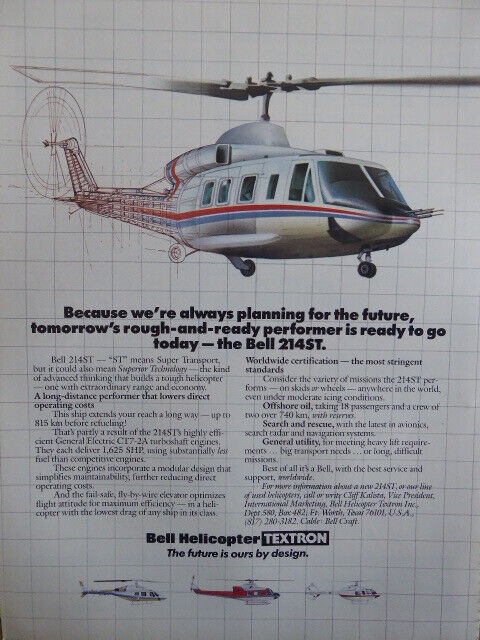 3/1986 PUB BELL HELICOPTER TEXTRON HELICOPTER BELL 214ST ORIGINAL AD