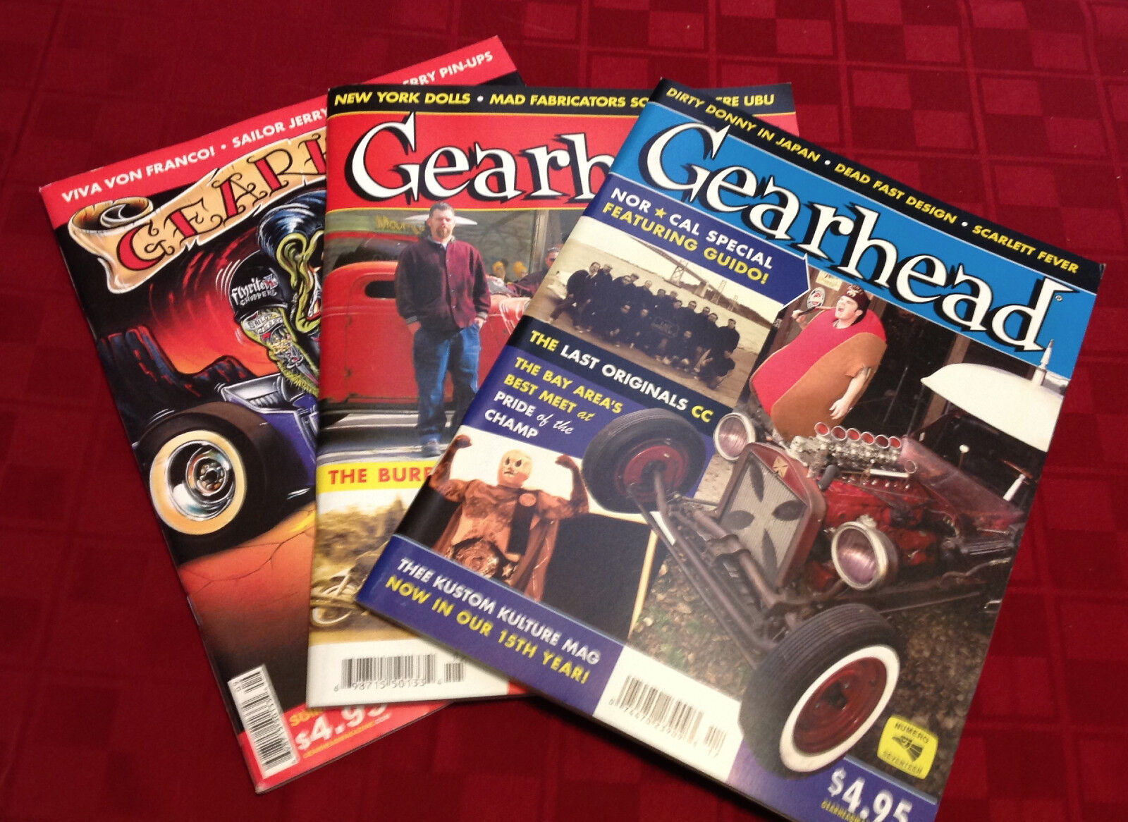 Lot of 3 Gearhead® Magazines #13, #15 & 17 Hot Rods Kustom Kulture Automotive 