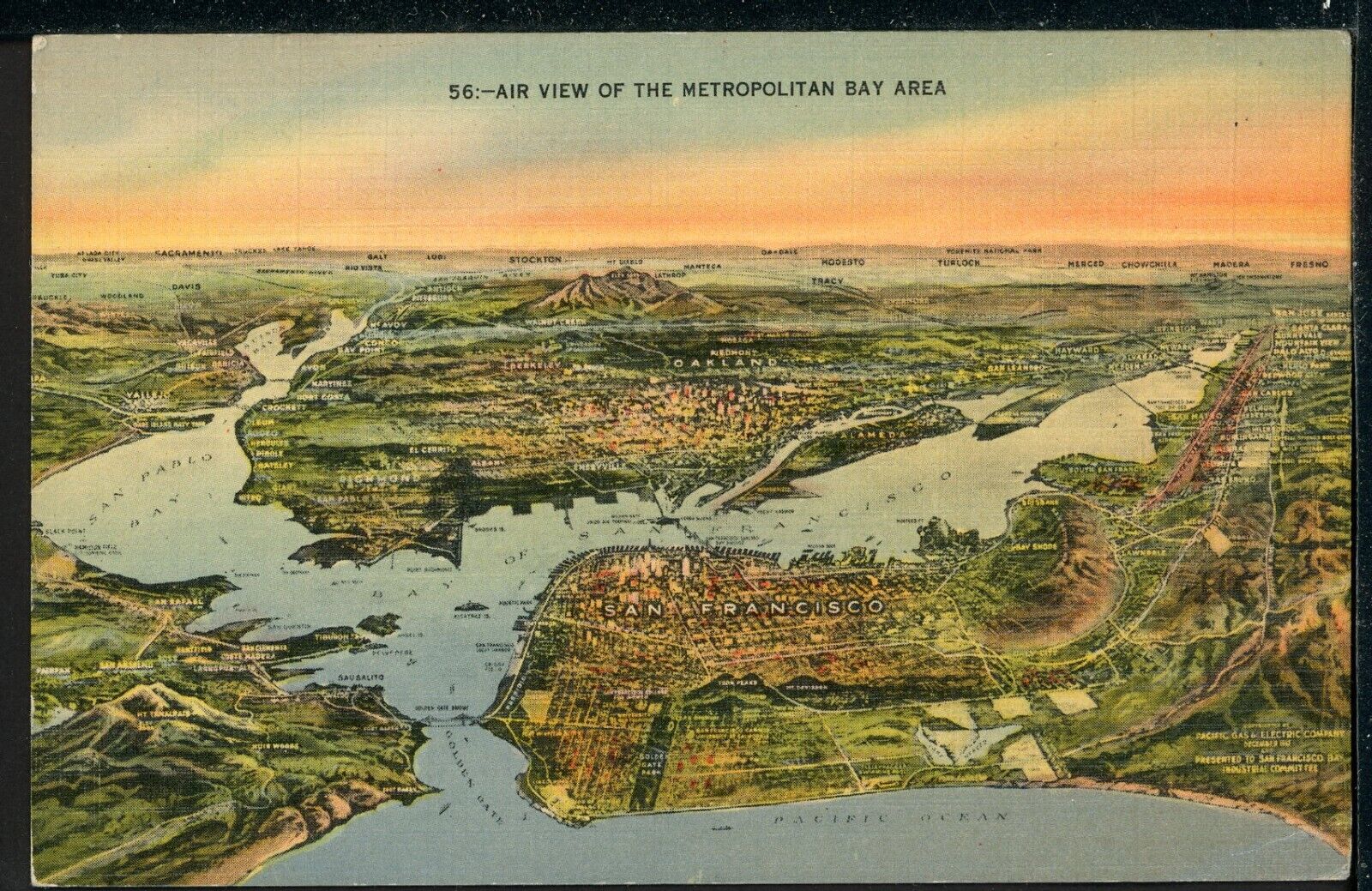 1940\'s Bird\'s-Eye View of San Francisco Bay Area CA Vintage Postcard M1360a