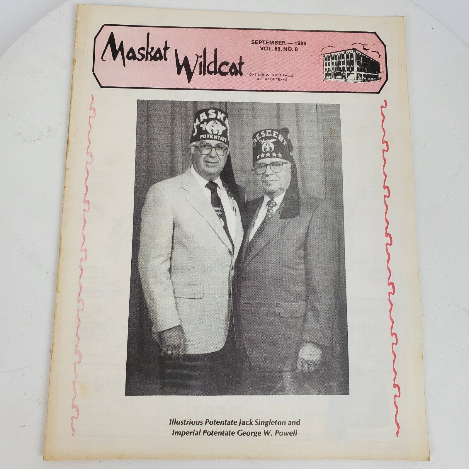 Vintage Maskat Wildcat Masonic Shriners Magazine September 1989 Wichita Falls TX