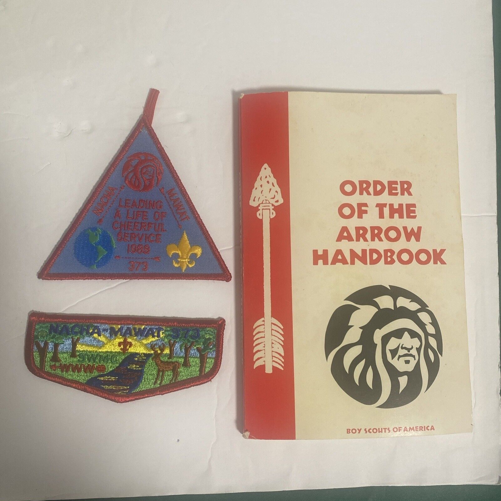1989 Nacha Mawat LODGE 373 RED BORDER PATCHES ORDER OF THE ARROW + 87 Handbook