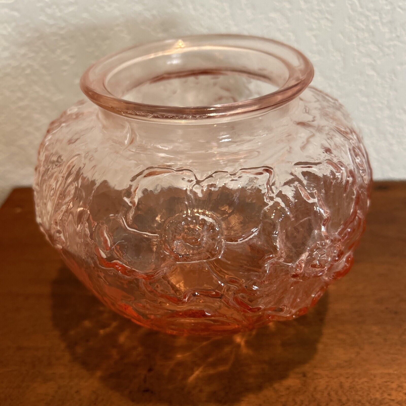 Vintage Tiffin Clear Pink Glass Poppy Vase Bowl circa 1930s