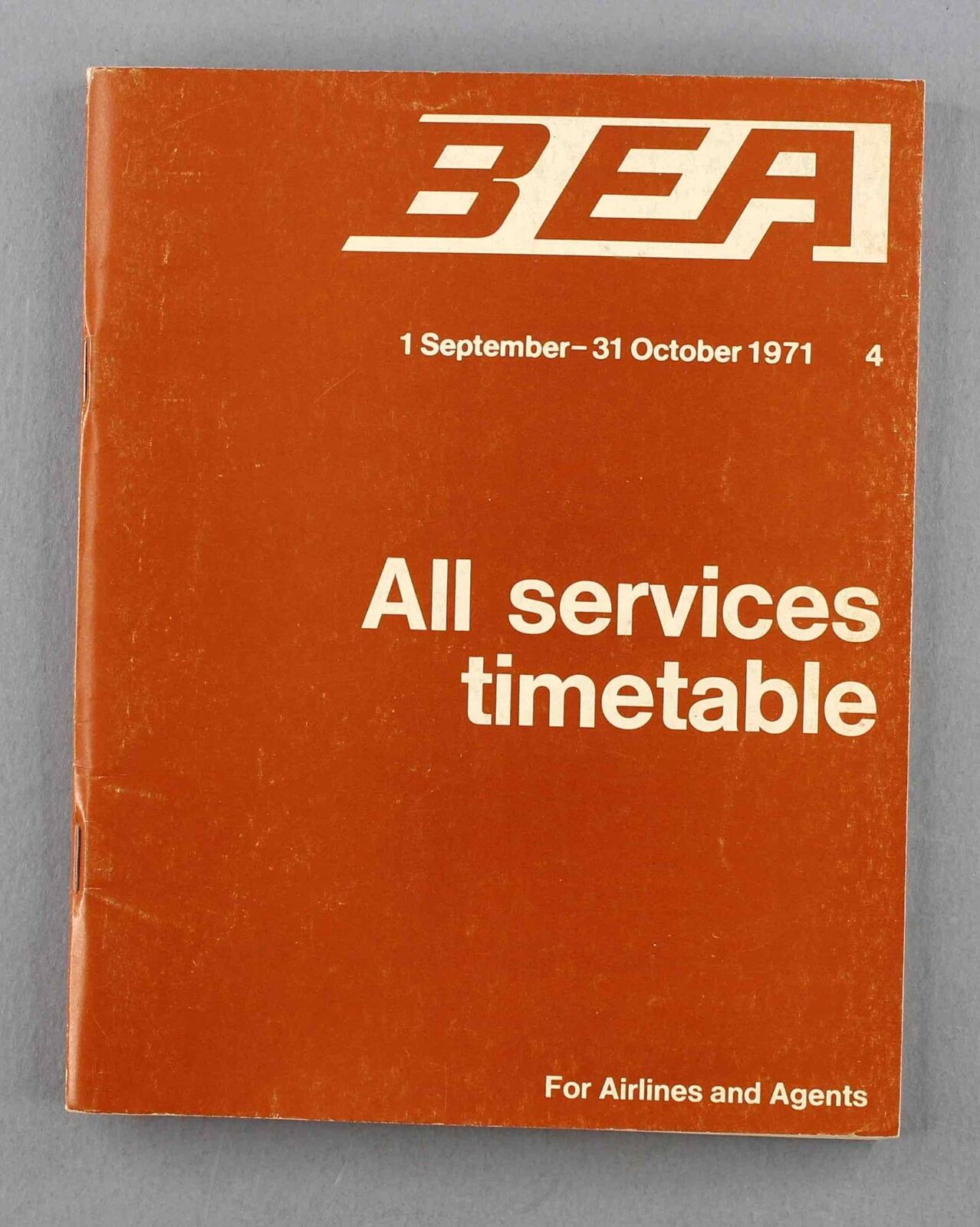 BEA BRITISH EUROPEAN AIRWAYS ALL SERVICES TRADE TIMETABLE SEPTEMBER 1971 TRIDENT