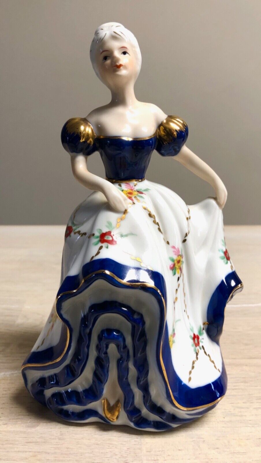 VTG KPM Germany Porcelain Belle Of The Ball Elegant Lady Floral Detail 24k Trim