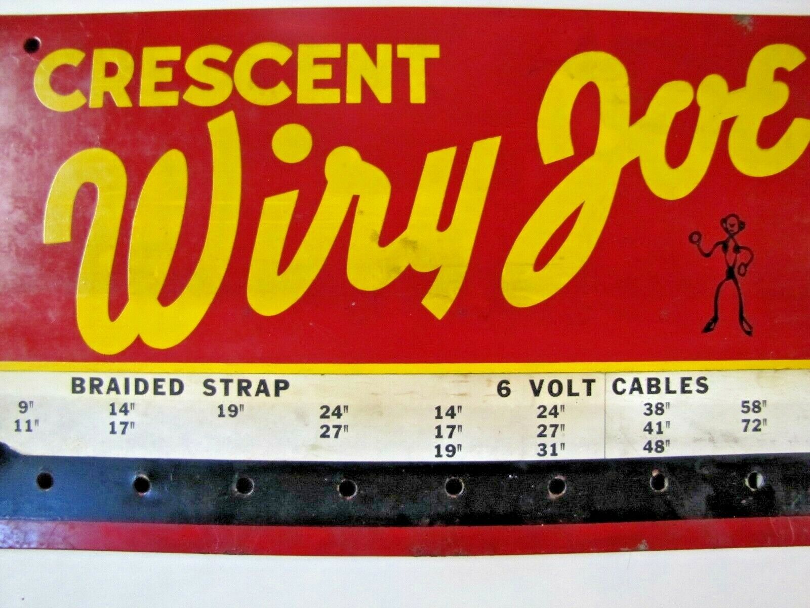 1940-50s CRESCENT WIRY JOE BATTERY CABLE Sign Metal Gas Station Parts Store Shop
