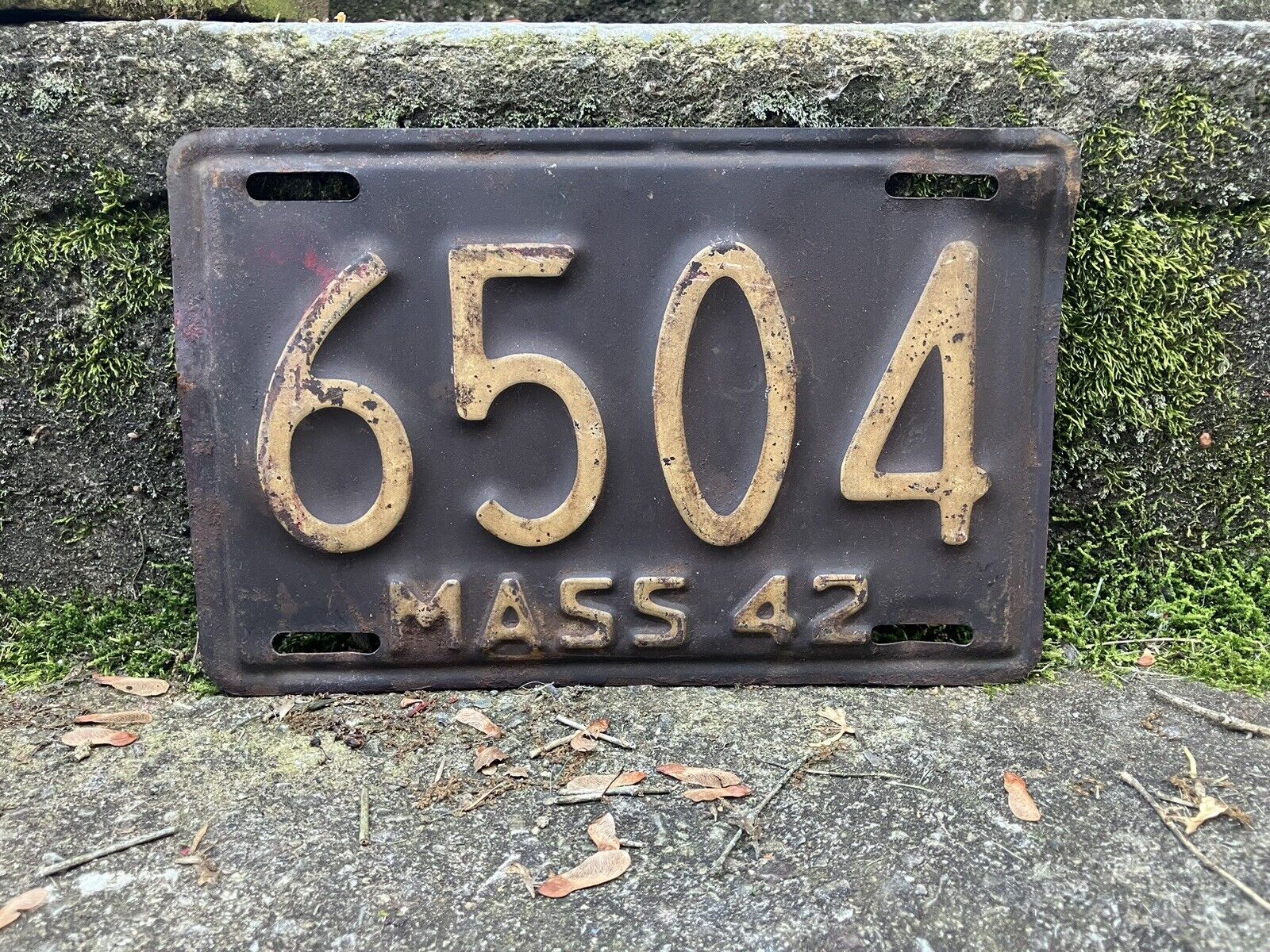 Authentic  1942 Massachusetts License Plate Metal Vintage License Plate Auto Tag