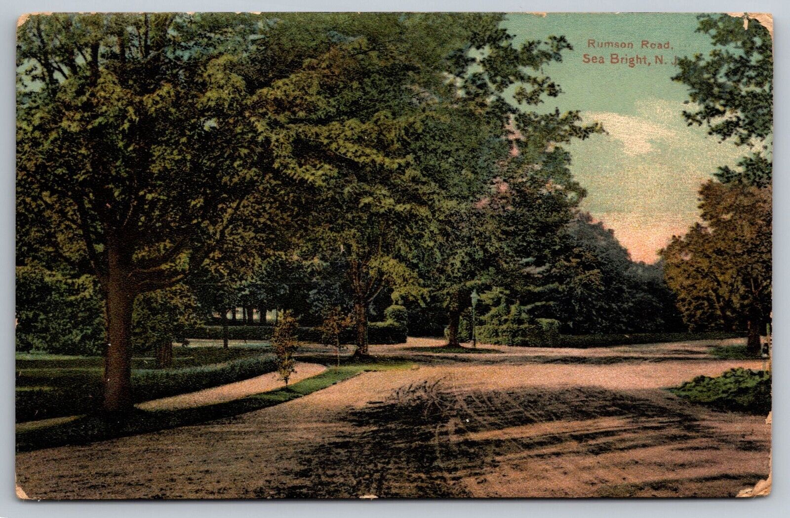 Rumson Road. Sea Bright NJ. 1908 Vintage Postcard. New Jersey