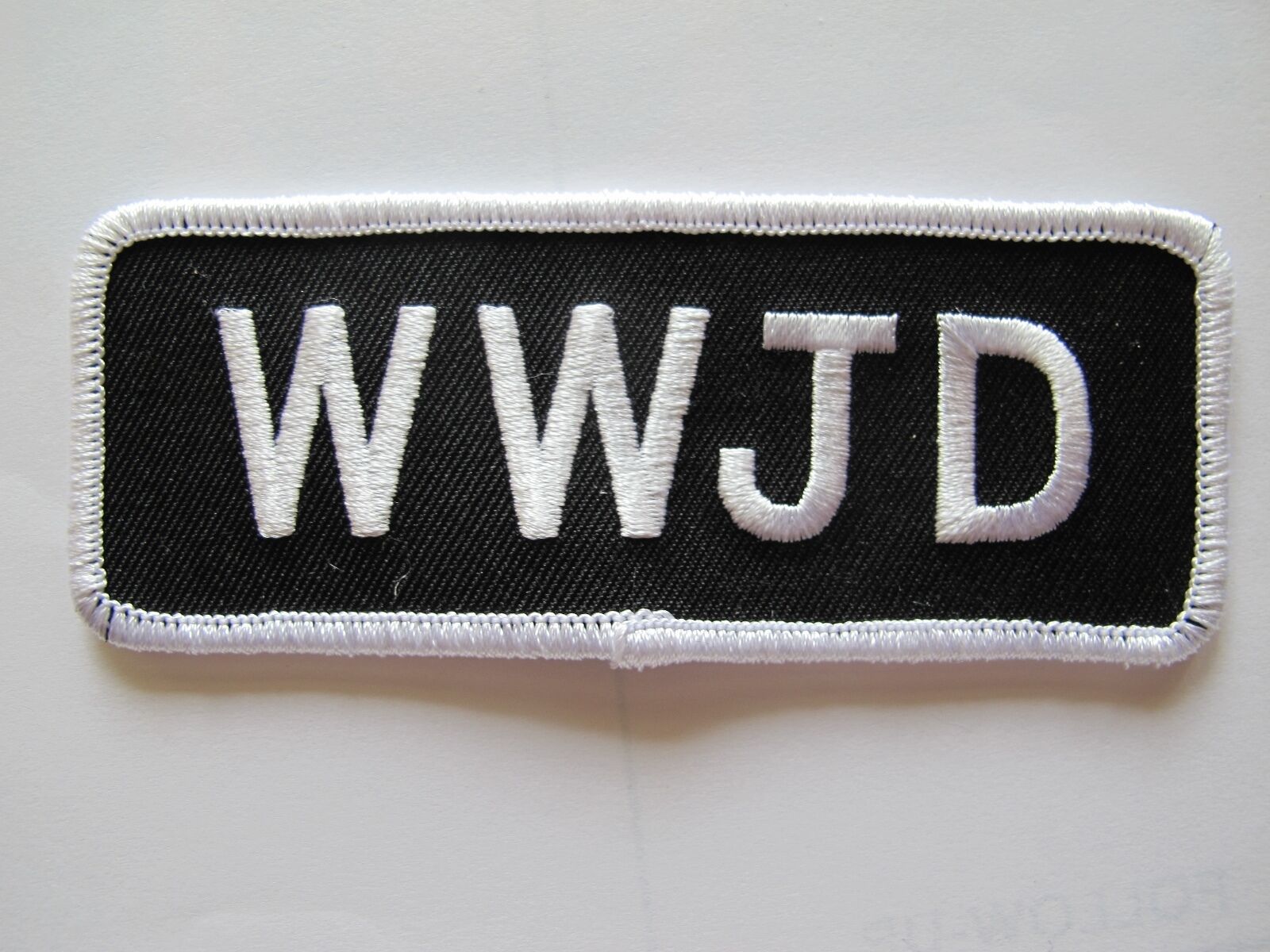 #5028 WWJD What Would Jesus Christian Motorcycle Embroidered Biker Patch