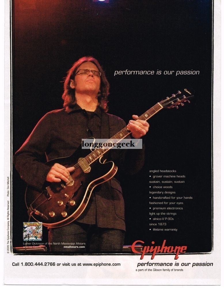 2005 EPIPHONE Casino Electric Guitars LUTHER DICKINSON Vintage Print Ad